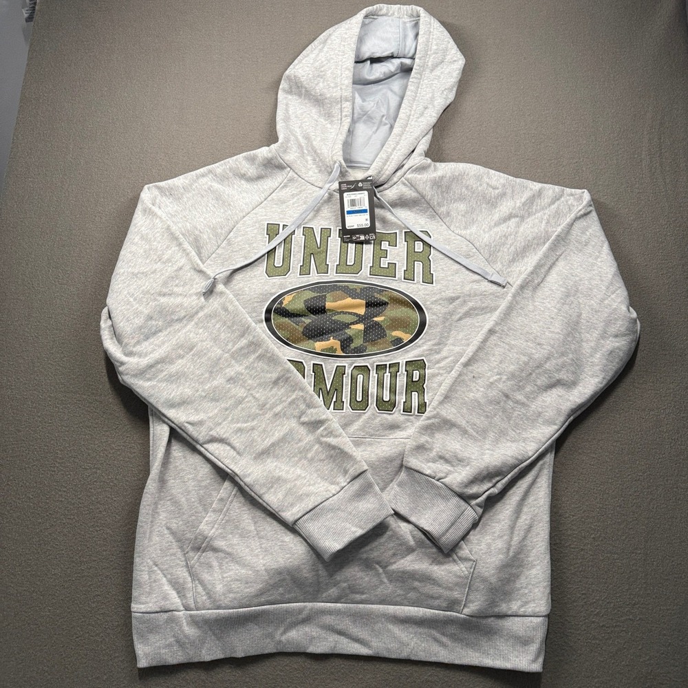Under Armour Hoodie Mens XL Gray Camo Rival Fleece Graphic Pullover 1383023-011